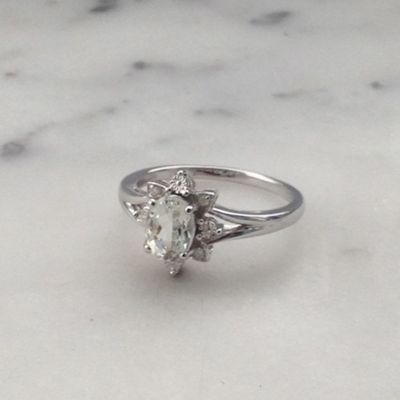 Genuine Diamond Green Amethyst Ring - Picture 3 of 3